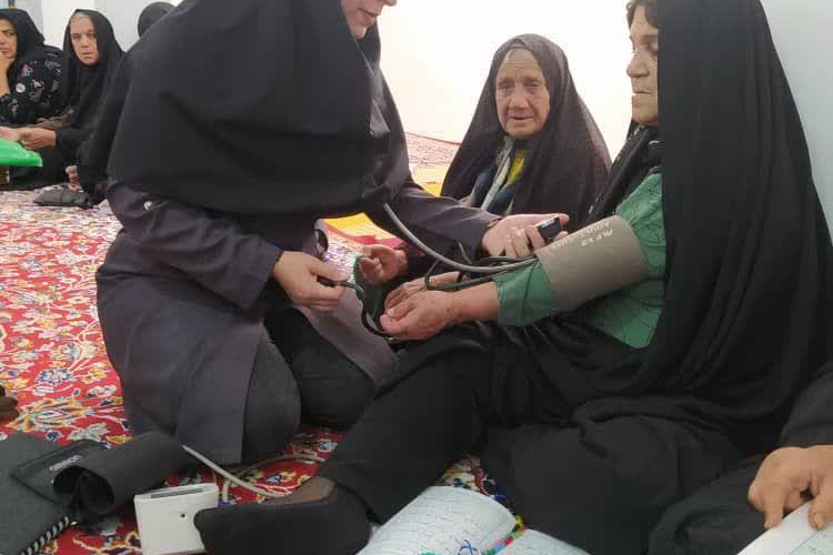 " حضور خانم احمدی در بین سالمندان شهر اژیه "