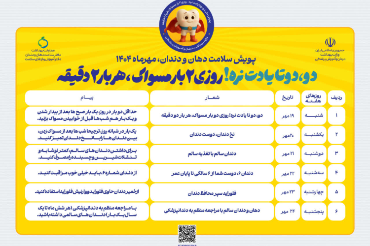 🦷 پویش سلامت دهان و دندان، مهرماه 1404 🦷