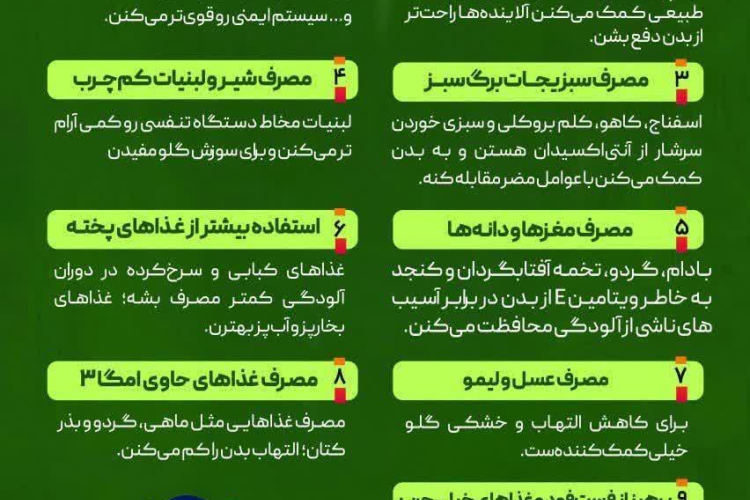 🔰۱۰ توصیه تغذیه ای در زمان آلودگی 